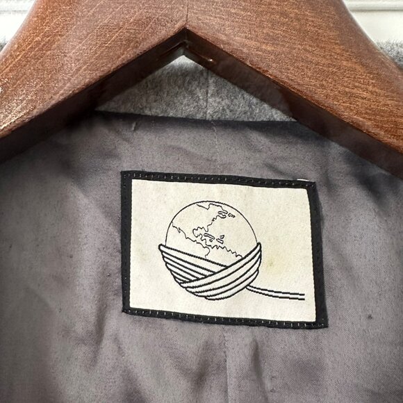 🧥 Elegant Vintage Gray Wool Swing Coat / Cloak | Shawl Collar |  Size L - Picture 4 of 11